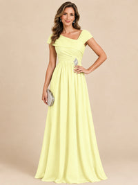 Cap Sleeve Mother of The Bride Dresses Long Chiffon Formal Gowns
