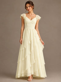 Ruffle Tiered V Neck Maxi Dress