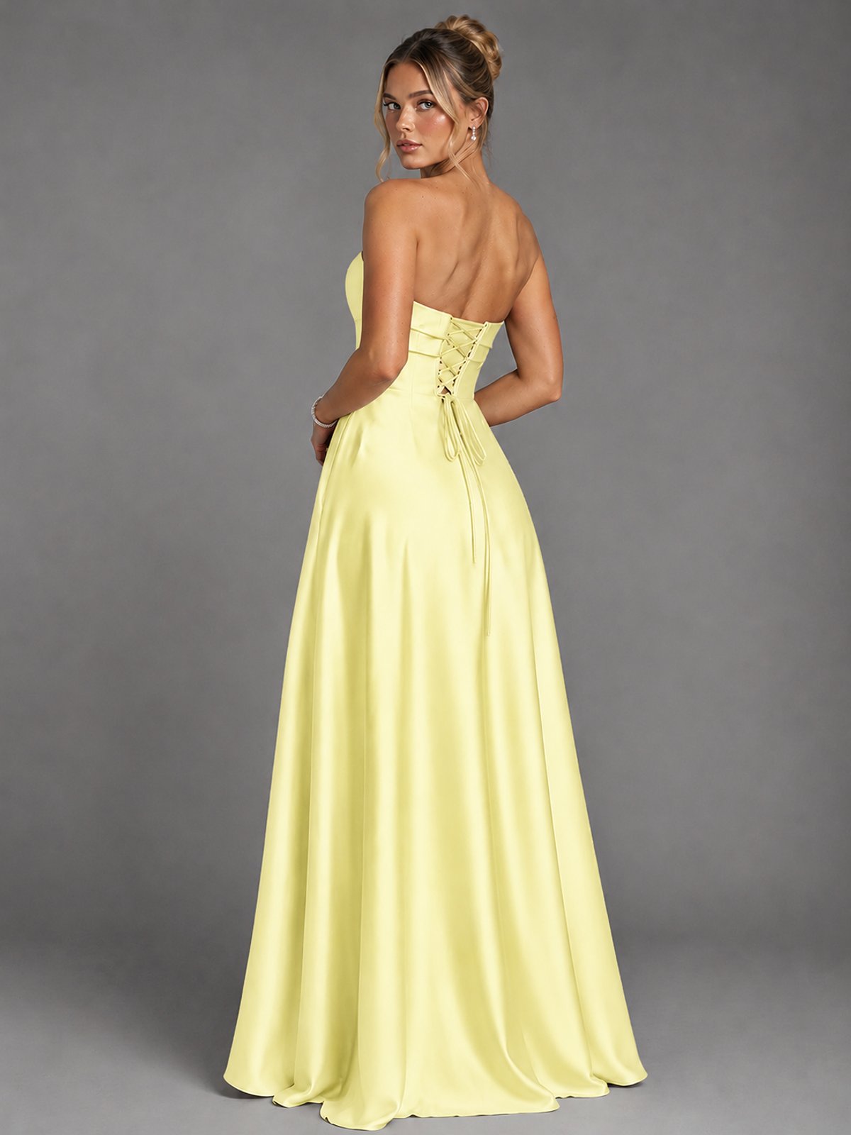 Sweetheart Neck Strapless Satin A-Line Prom Dress