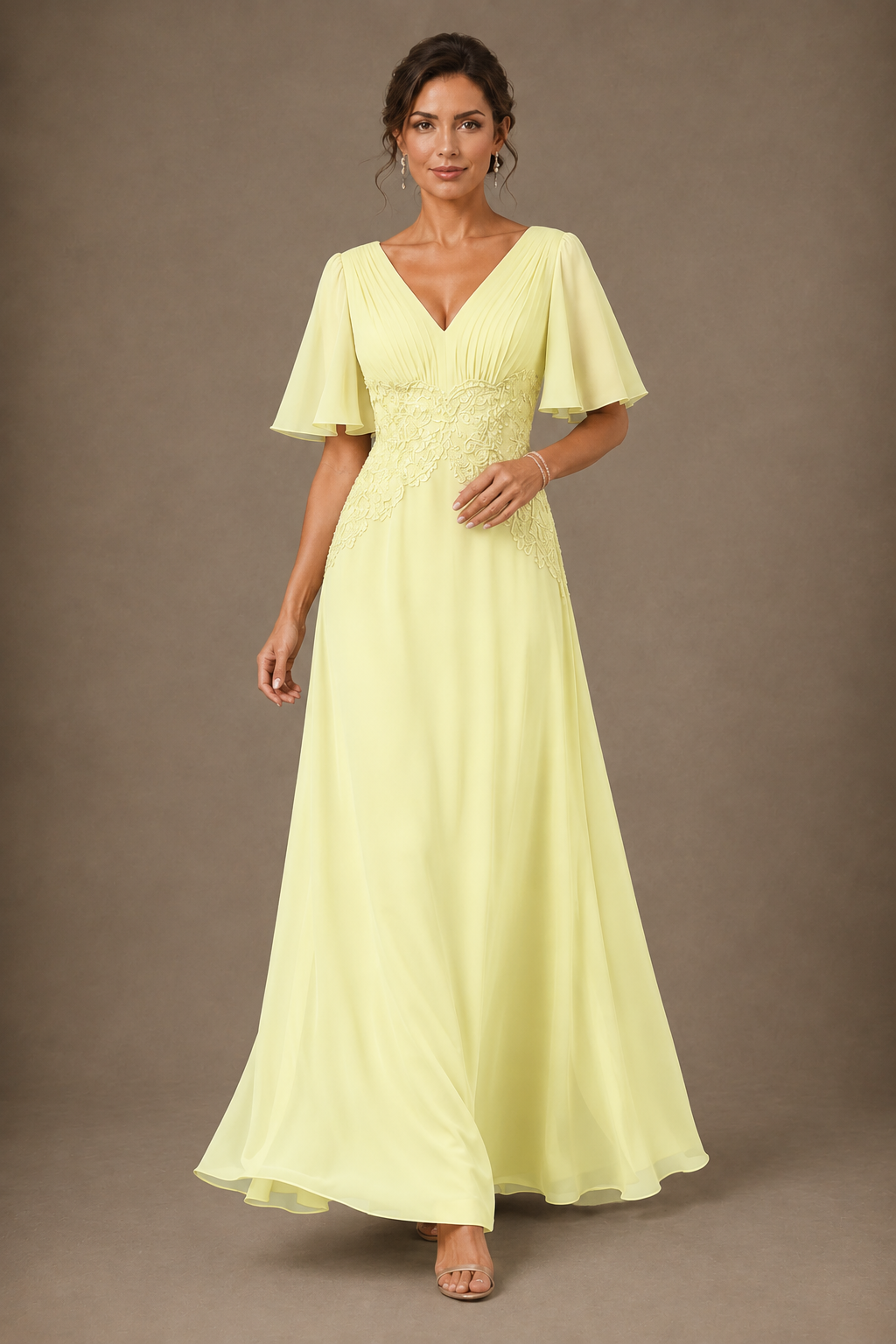 A-Line Chiffon Mother of the Bride Dress with Applique
