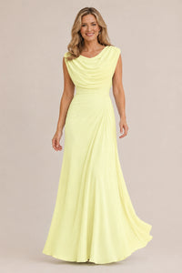 Cowl Neck Ruched Chiffon Mother of the Bride Dress