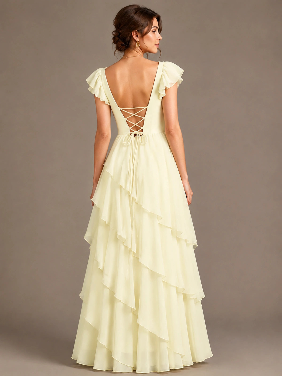 Ruffle Tiered V Neck Maxi Dress