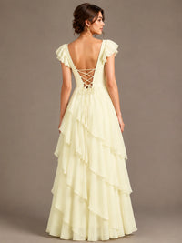 Ruffle Tiered V Neck Maxi Dress