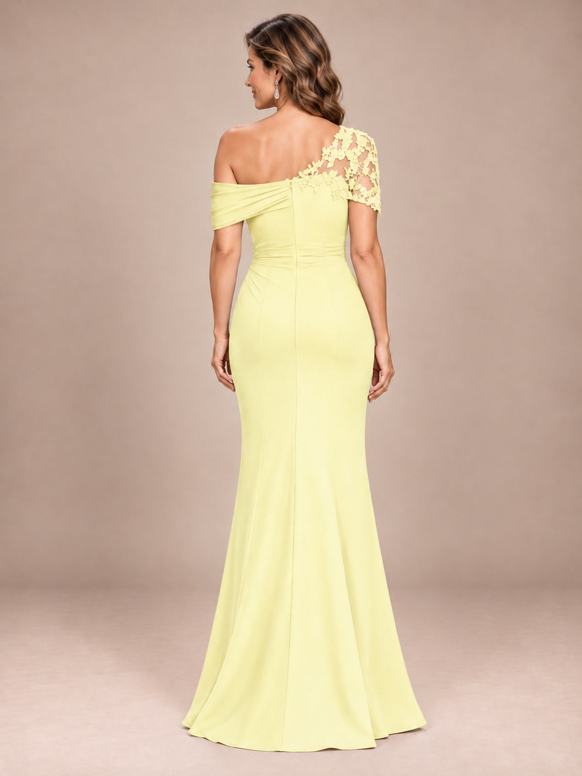 One Shoulder Chiffon Mother of The Bride Dress