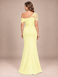 One Shoulder Chiffon Mother of The Bride Dress