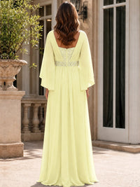 Elegant V-Neck Sequined Chiffon Mother of the Bride Dress with Flutter Sleeves
