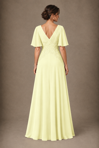 A-Line Chiffon Mother of the Bride Dress with Applique