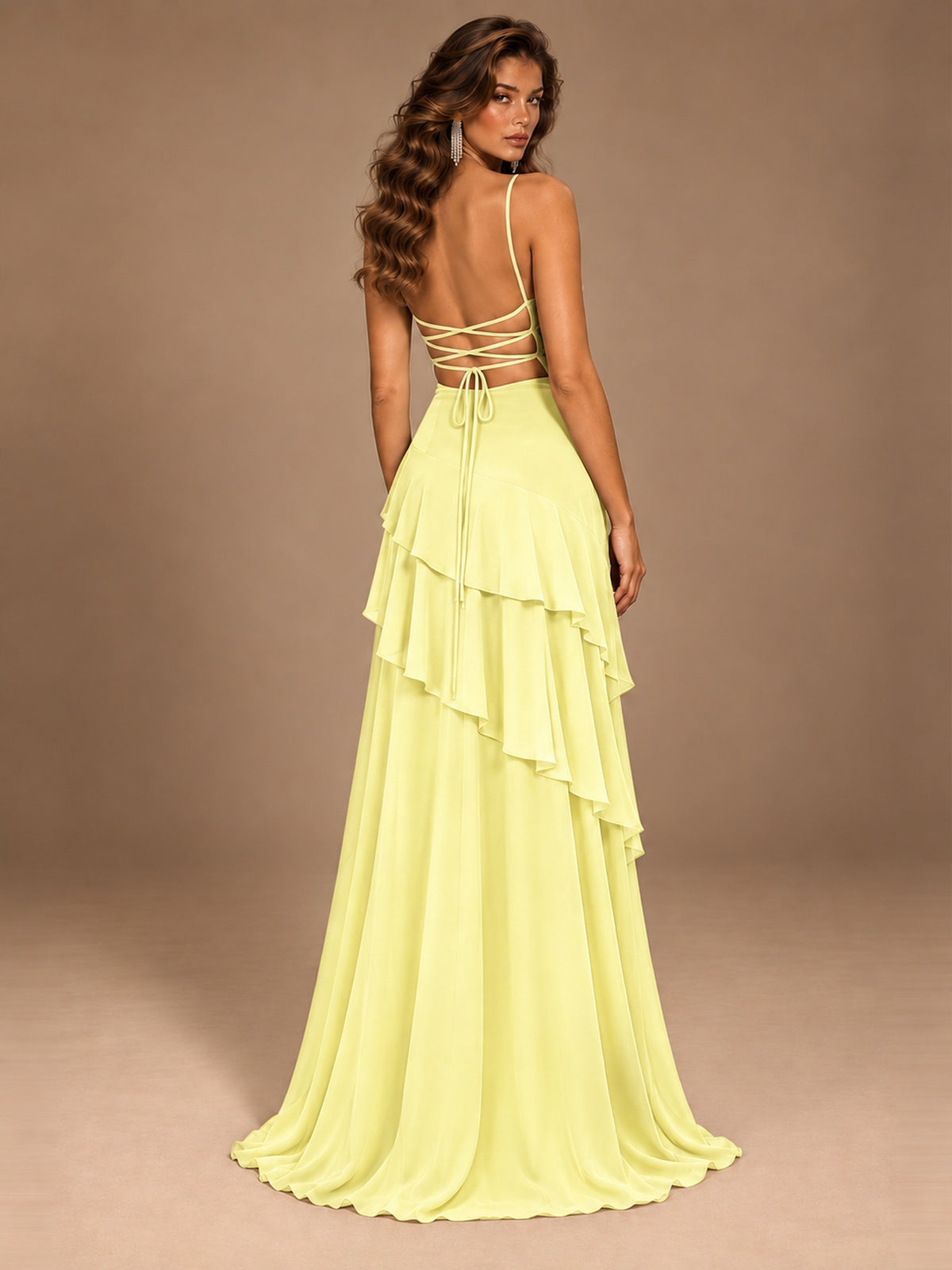 Sweetheart A-Line Ruffle Prom Dress with Spaghetti Straps