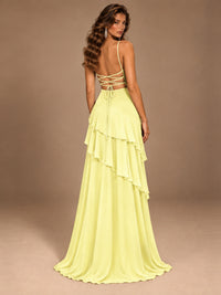Sweetheart A-Line Ruffle Prom Dress with Spaghetti Straps