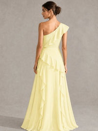 Sage Green One Shoulder Ruffle Bridesmaid Dress