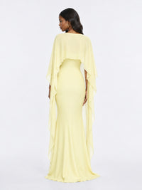Satin Cape Prom Dresses Meramid Maxi Dress