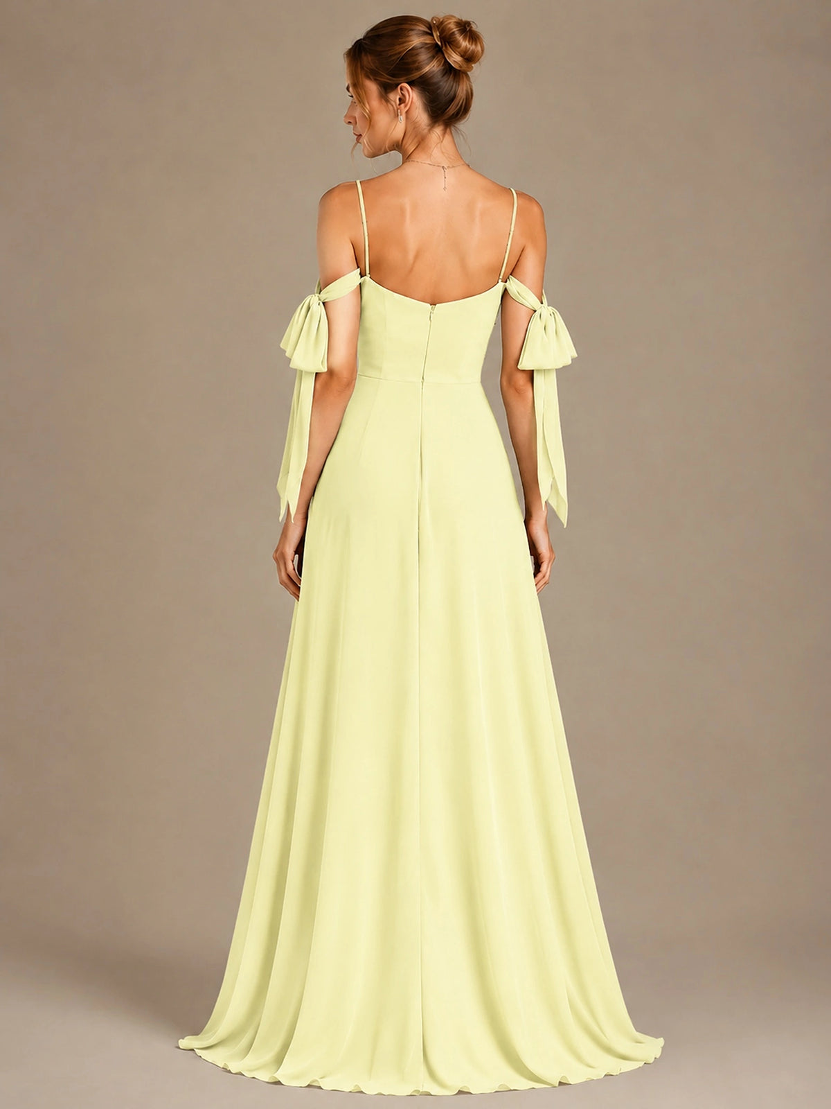 A-Line Ruffles Chiffon Bridesmaid Dress with Slit