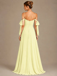 A-Line Ruffles Chiffon Bridesmaid Dress with Slit