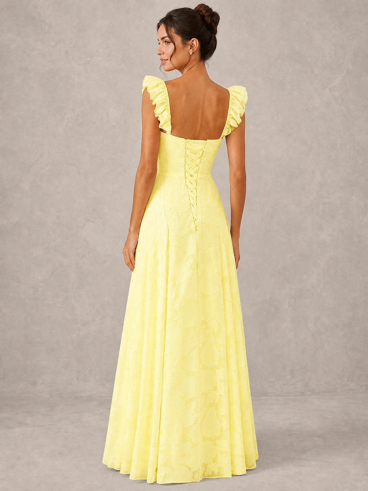 Jacquard Square Neck A-Line Maxi Dress