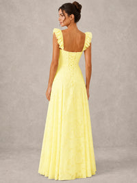 Jacquard Square Neck A-Line Maxi Dress