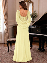Elegant Applique Chiffon Mother of the Bride Dress with Cape Sleeves