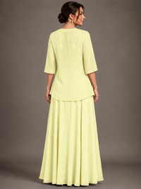 A-line 2 Pieces Chiffon Appliques Mother of The Bride Dresses with Jackets