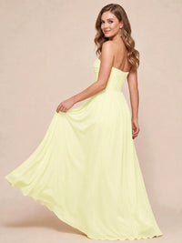 Strapless Pleated Chiffon A-Line Bridesmaid Dress