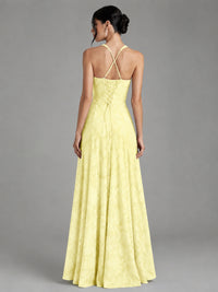 A-Line Halter Floral Chiffon Maxi Dress