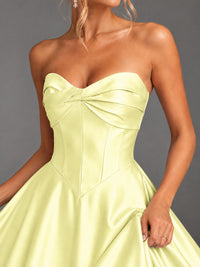 Sweetheart Neck Strapless Satin A-Line Prom Dress