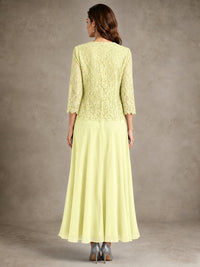 2-Piece Chiffon Mother of the Bride Dress with Lace Jacket