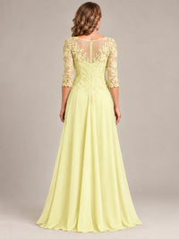 Sequin Lace A-Line Mother of the Bride Dress with 3/4 Sleeves