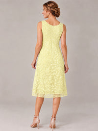 Tea Length Sequin Lace Mother of The Bride Dress with Chiffon Jacket