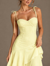 Spaghetti Strap Tiered Ruffles Chiffon Prom Dress