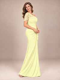 One Shoulder Chiffon Mother of The Bride Dress