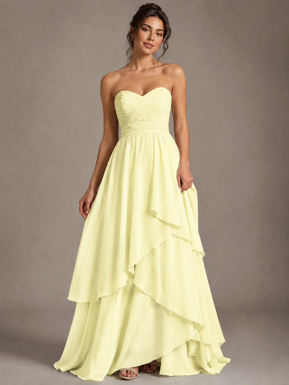 Strapless Ruffle A-Line Maxi Dress