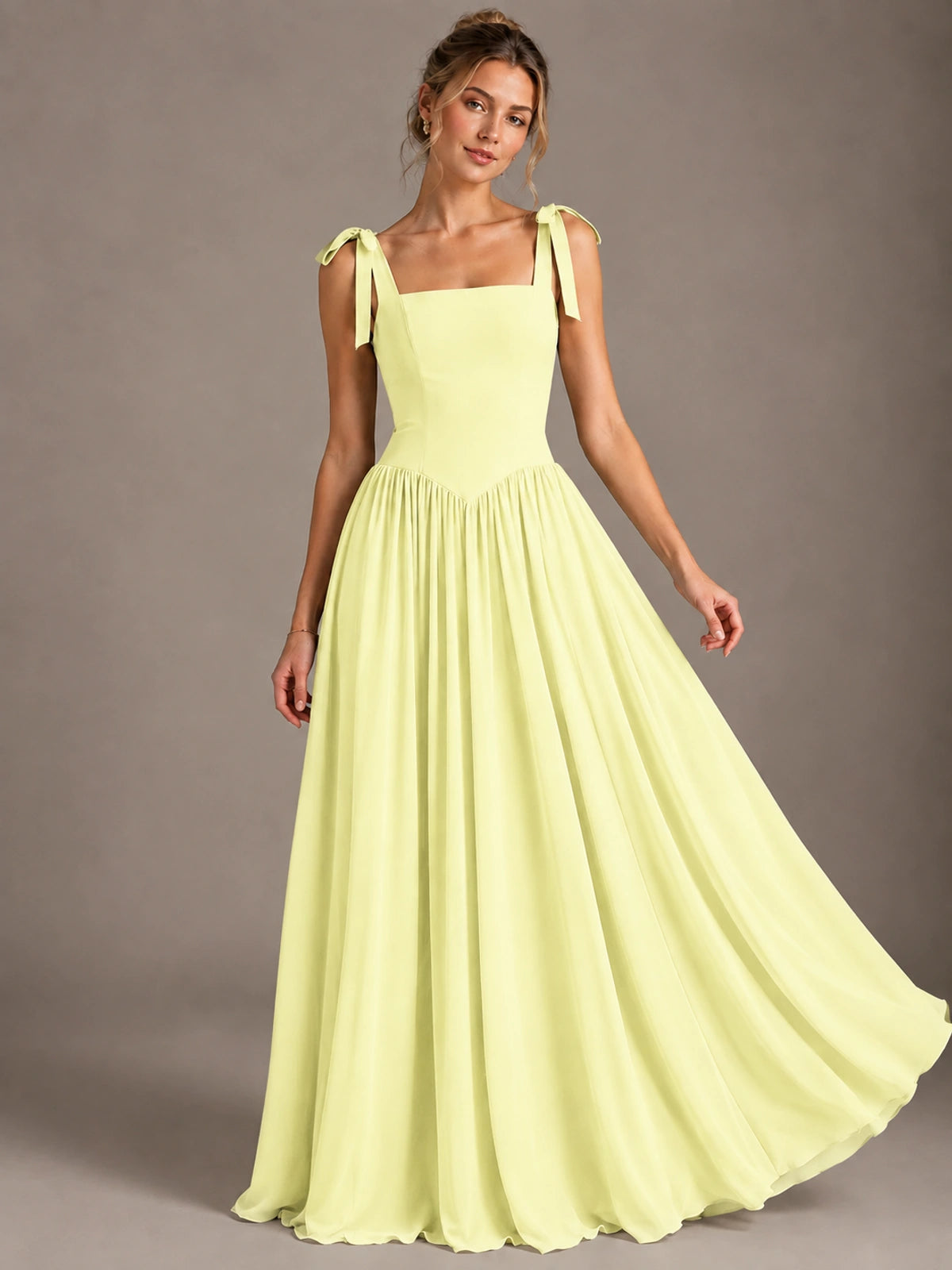 Square Neck A-Line Maxi Dress
