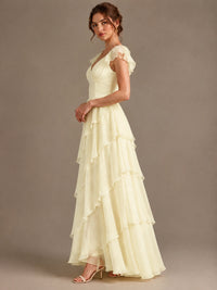 Ruffle Tiered V Neck Maxi Dress