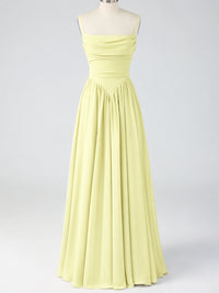 Spaghetti Strap Ruched Chiffon Maxi Dress with Backless