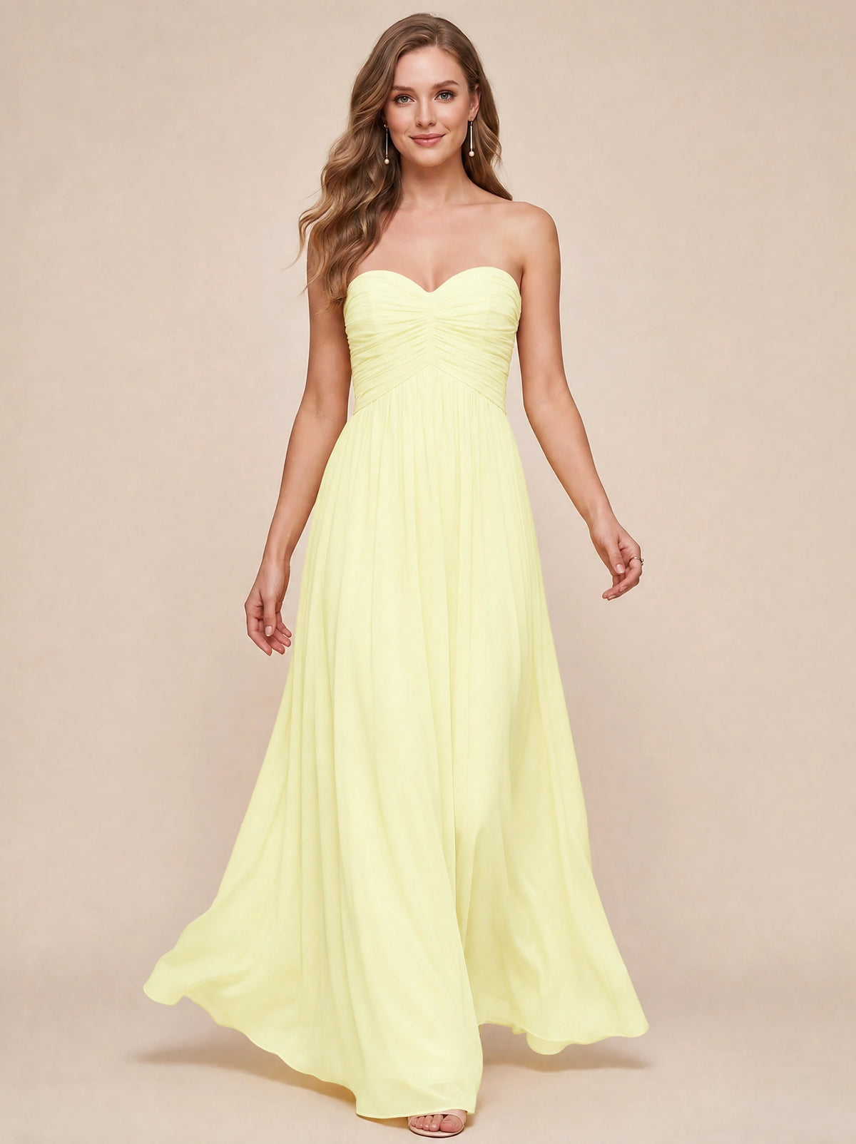 Strapless Pleated Chiffon A-Line Bridesmaid Dress