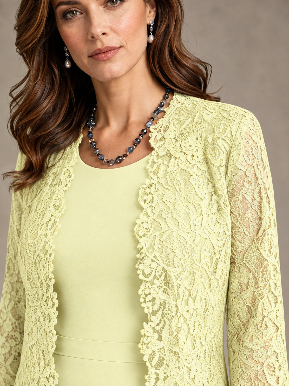 2-Piece Chiffon Mother of the Bride Dress with Lace Jacket