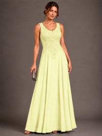 A-line 2 Pieces Chiffon Appliques Mother of The Bride Dresses with Jackets
