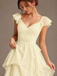 Ruffle Tiered V Neck Maxi Dress