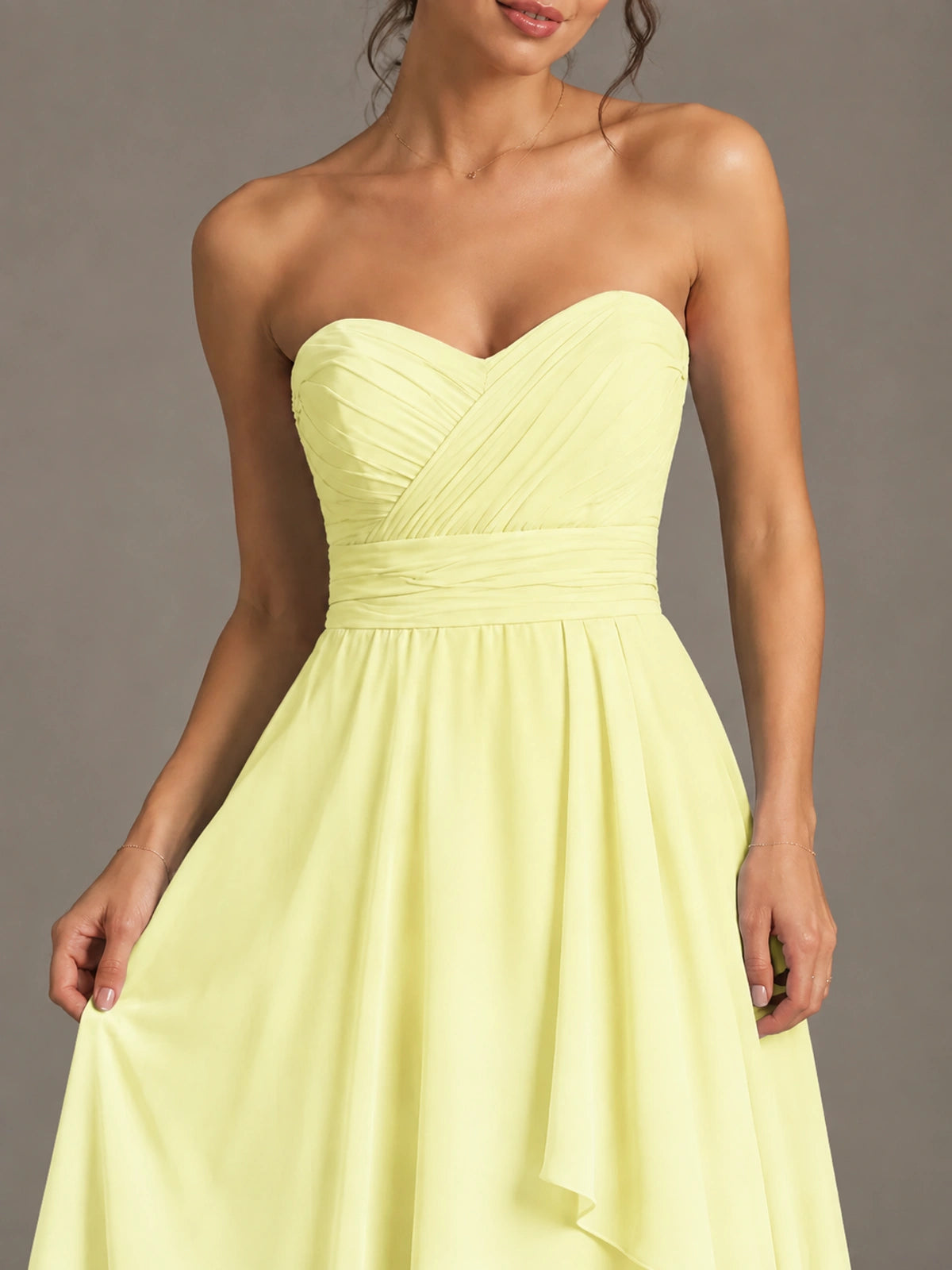 Strapless Ruffle A-Line Maxi Dress