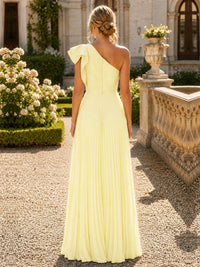 One Shoulder Pleated Chiffon A-Line Floor-Length Bridesmaid Dress