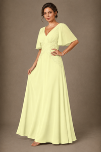 A-Line Chiffon Mother of the Bride Dress with Applique