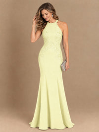 Halter Neckline Lace Appliques Mother of The Bride Dresses