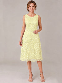 Tea Length Sequin Lace Mother of The Bride Dress with Chiffon Jacket