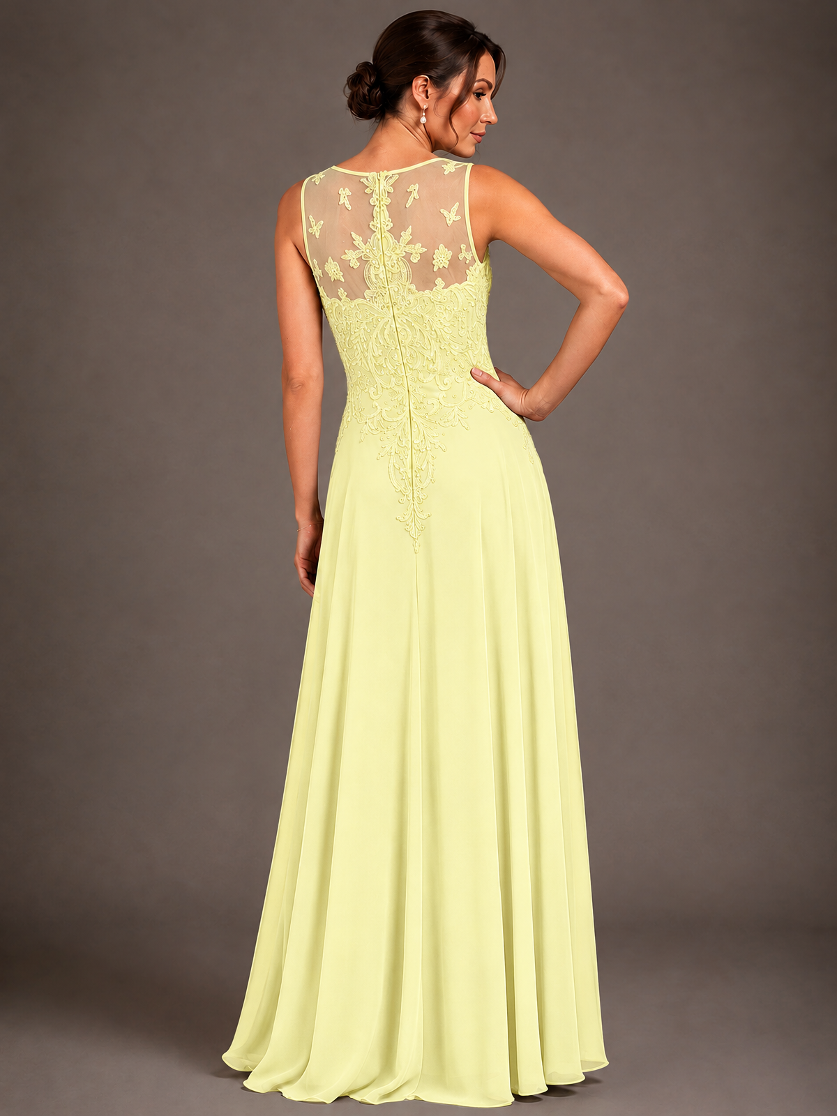 A-line 2 Pieces Chiffon Appliques Mother of The Bride Dresses with Jackets