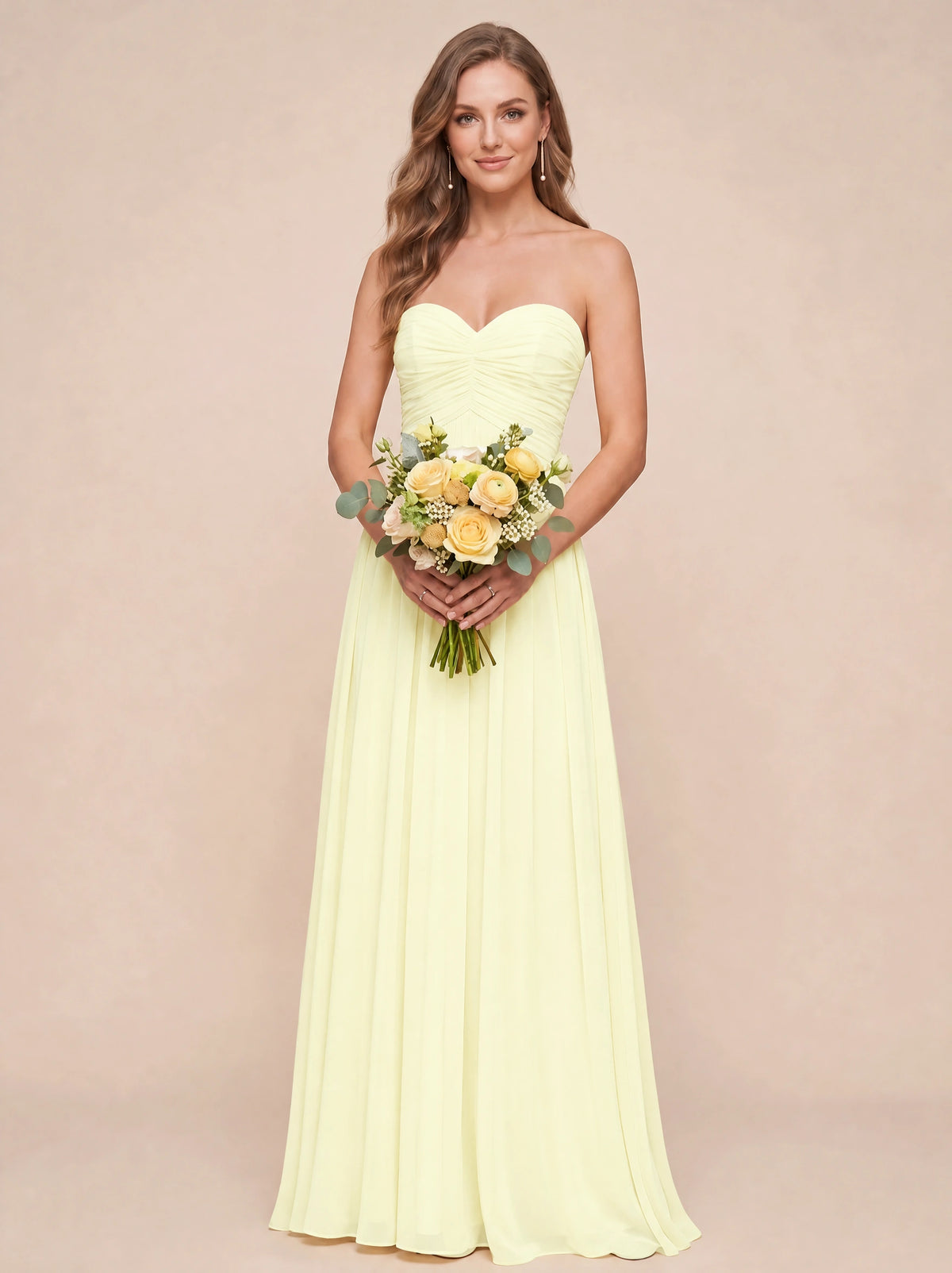 Strapless Pleated Chiffon A-Line Bridesmaid Dress