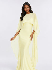 Satin Cape Prom Dresses Meramid Maxi Dress