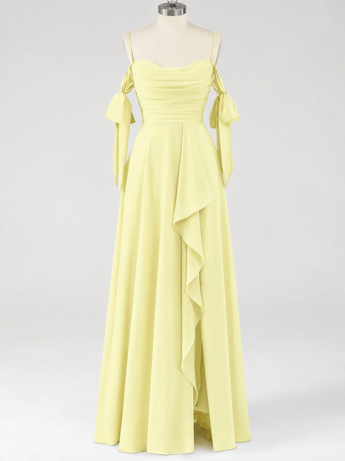 A-Line Ruffles Chiffon Bridesmaid Dress with Slit