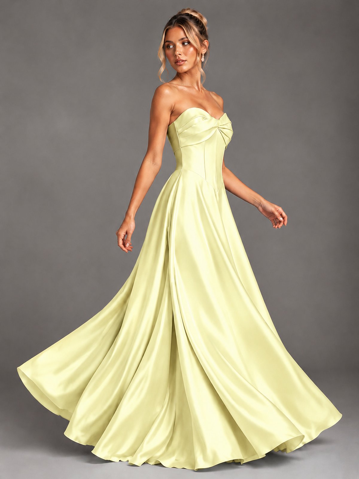 Sweetheart Neck Strapless Satin A-Line Prom Dress