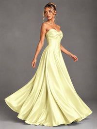 Sweetheart Neck Strapless Satin A-Line Prom Dress