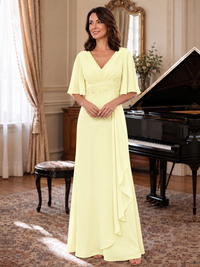 V-Neck Chiffon Lace Mother of the Bride Dresses