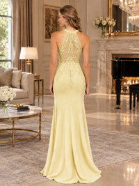 Halter Neckline Lace Appliques Mother of The Bride Dresses